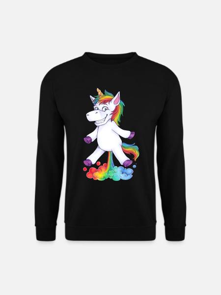 Einhorn Pups Furz Regenbogen Unicorn Rainbow Wolke - Unisex Pullover - Schwarz
