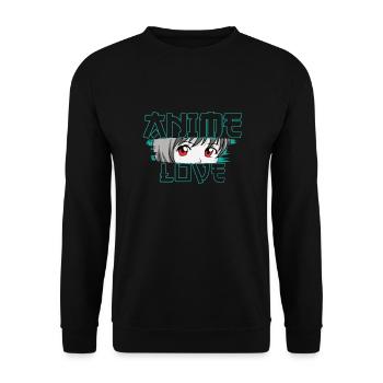 Anime Face Love Kawaii Manga Graphic Design - Unisex Sweatshirt - black - Front - Alina (178cm) & Michal (187cm)