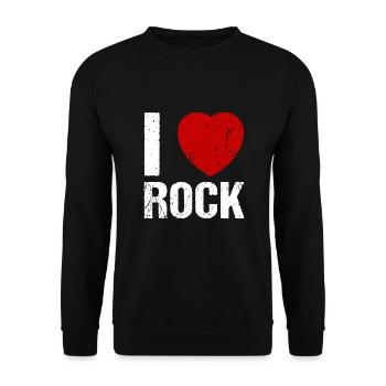 I love Rock Herz Rock 'n' Roll Musik - Unisex Pullover - Schwarz - Vorne - Alina (178cm) & Michal (187cm)