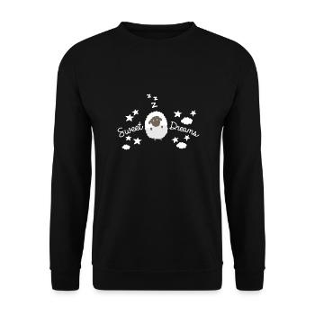 Sweet Dreams - Schlaf Schaf - Sterne zZz - Unisex Pullover - Schwarz - Vorne - Alina (178cm) & Michal (187cm)
