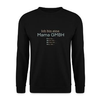 Mama GmbH – Mutti in Führung - Unisex Pullover - Schwarz - Vorne - Alina (178cm) & Michal (187cm)