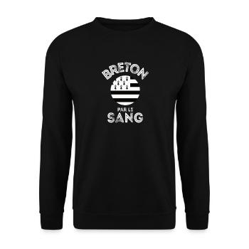 Bretonisch vom Blut mit Flagge der Bretagne - Unisex Pullover - Schwarz - Vorne - Alina (178cm) & Michal (187cm)