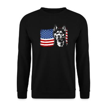 Siberian Husky America Flag Dog Dogs Wilsigns - Unisex Sweatshirt - black - Front - Alina (178cm) & Michal (187cm)