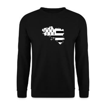 Bretonische Flaggenkarte Bretonisches Geschenk - Unisex Pullover - Schwarz - Vorne - Alina (178cm) & Michal (187cm)