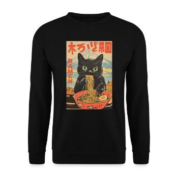 Funny Cat Ramen Japanese Japan Lover - Unisex Sweatshirt - black - Front - Alina (178cm) & Michal (187cm)