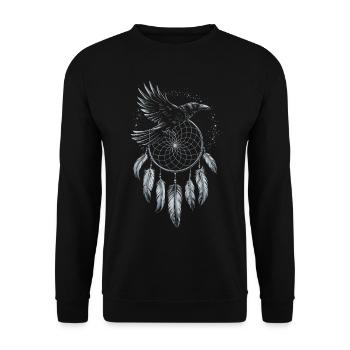 Rabe Cape Krähe Vogel Tier Traum Fänger Goth - Unisex Pullover - Schwarz - Vorne - Alina (178cm) & Michal (187cm)