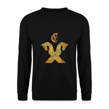 pferdegiebel e 95 c - Unisex Pullover - Schwarz - Vorne - Alina (178cm) & Michal (187cm)