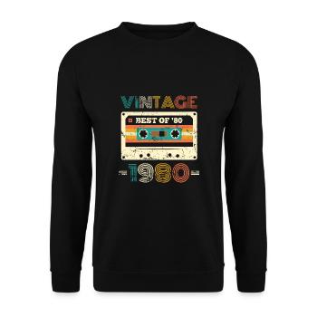 Cassette Best Of 1980's Vintage Vintage Birthday - Unisex Sweatshirt - black - Front - Alina (178cm) & Michal (187cm)
