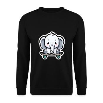 Cute baby elephant with skateboard Elephant mom - Unisex Sweatshirt - black - Front - Alina (178cm) & Michal (187cm)
