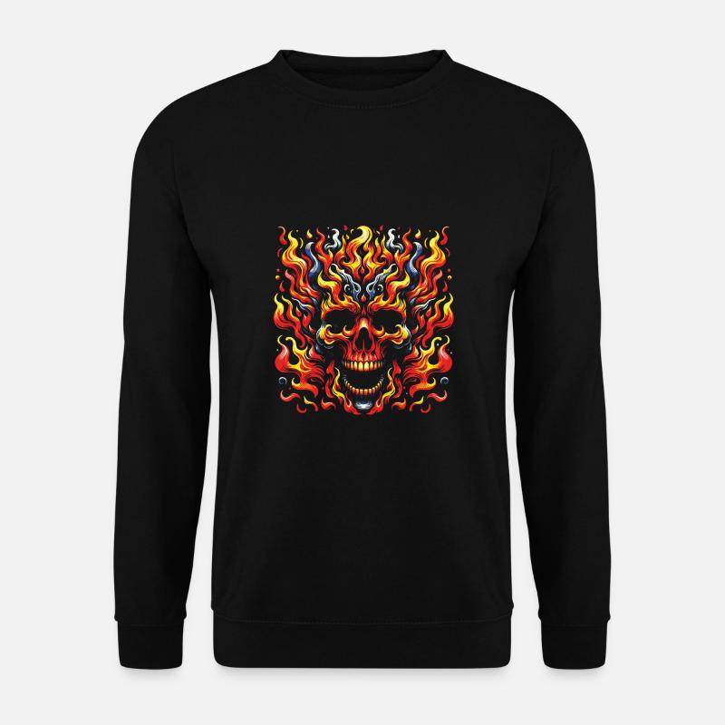 Skull with Flames Burning Skull - Unisex Sweatshirt - black