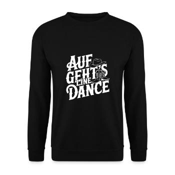Line Dance Gruppe Training mein Tanzsport - Unisex Pullover - Schwarz - Vorne - Alina (178cm) & Michal (187cm)