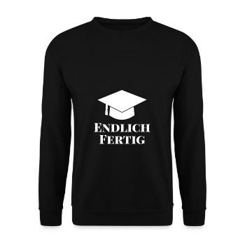 Endlich fertig Schule Abitur Abschluss - Unisex Pullover - Schwarz - Vorne - Alina (178cm) & Michal (187cm)