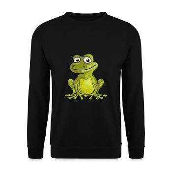 Frog King Kiss Gift Quak - Unisex Sweatshirt - black - Front - Alina (178cm) & Michal (187cm)