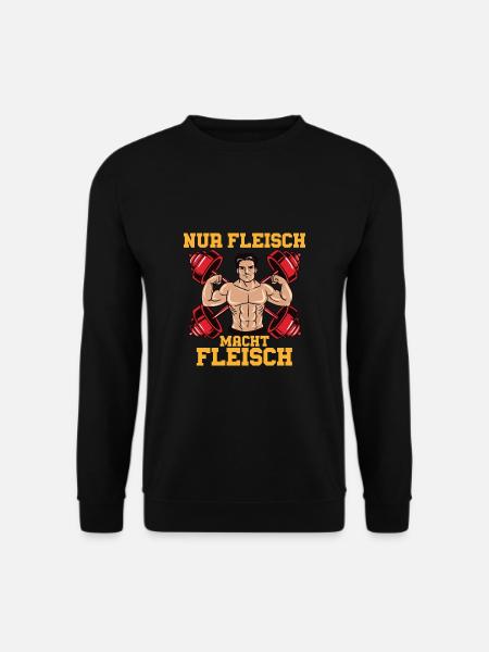 Bodybuilding Anti Vegan Nur Fleisch macht Fleisch - Unisex Pullover - Schwarz