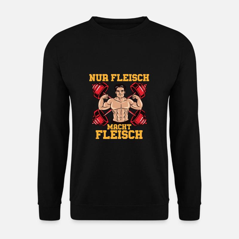 Bodybuilding Anti Vegan Nur Fleisch macht Fleisch - Unisex Pullover - Schwarz