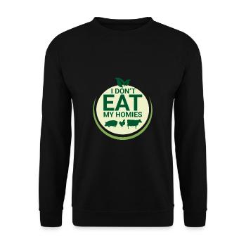 Vegan Fleischlos Tierlieb & Veganer - Unisex Pullover - Schwarz - Vorne - Alina (178cm) & Michal (187cm)