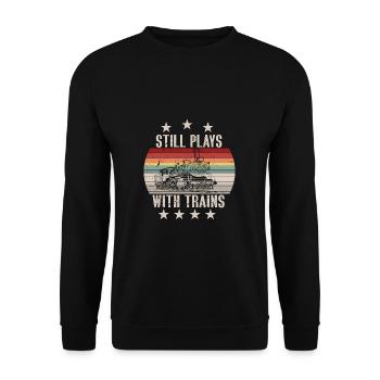 Lokführer Bahn Design I Model Eisenbahn - Unisex Pullover - Schwarz - Vorne - Alina (178cm) & Michal (187cm)