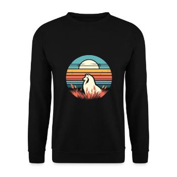 Chien de berger Shetland Vintage coucher de soleil - Sweat-shirt Unisexe - noir - Devant - Alina (178cm) & Michal (187cm)