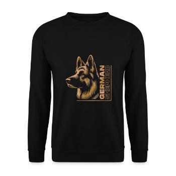 German Shepherd Drawing Head Portrait gold - Unisex Sweatshirt - black - Front - Alina (178cm) & Michal (187cm)