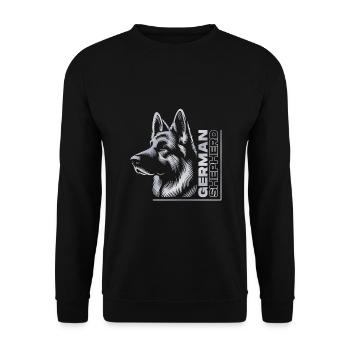 German Shepherd Drawing Head Portrait silver - Unisex Sweatshirt - black - Front - Alina (178cm) & Michal (187cm)