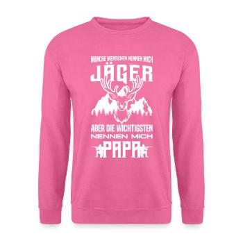 Jäger Papa Waidmannsheil Hirschgeweih Jägersprache - Unisex Pullover - Pink - Vorne