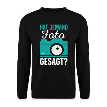 Fotograf Fotokamera Hat jemand Foto gesagt - Unisex Pullover - Schwarz - Vorne - Alina (178cm) & Michal (187cm)