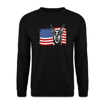 Doberman America Flag Dogs Wilsigns - Sweat-shirt Unisexe - noir - Devant - Alina (178cm) & Michal (187cm)