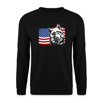 Samoyed America Flag Dog Dogs Wilsigns - Unisex Sweatshirt - black - Front - Alina (178cm) & Michal (187cm)