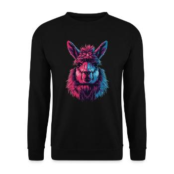 Funny Llama Alpaca - Unisex Sweatshirt - black - Front - Alina (178cm) & Michal (187cm)