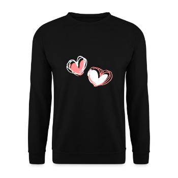 Two heart forms - Unisex Sweatshirt - black - Front - Alina (178cm) & Michal (187cm)