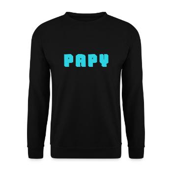 PAPY. FÊTE DES PÈRES. BONNE FÊTE PAPY. JE T'AIME. - Sweat-shirt Unisexe - noir - Devant - Alina (178cm) & Michal (187cm)