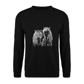 Pferd - Unisex Pullover - Schwarz - Vorne - Alina (178cm) & Michal (187cm)