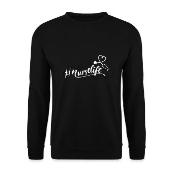 Nurse - Nurselife - Stethoscope - Unisex Sweatshirt - black - Front - Alina (178cm) & Michal (187cm)