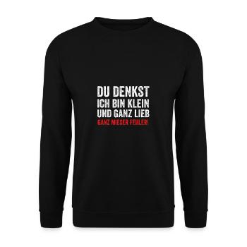 Du denkst ich bin klein - ganz mieser fehler - Unisex Pullover - Schwarz - Vorne - Alina (178cm) & Michal (187cm)