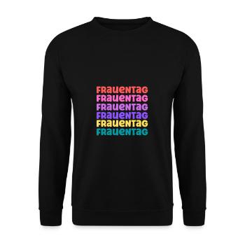 Frauentag - Unisex Pullover - Schwarz - Vorne - Alina (178cm) & Michal (187cm)