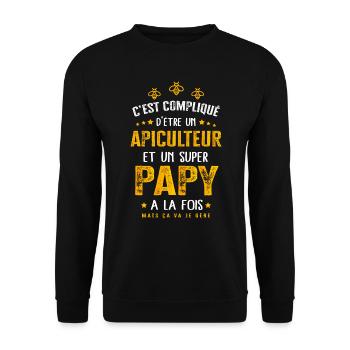 Papy apiculteur cadeau drôle humour apiculture - Sweat-shirt Unisexe - noir - Devant - Alina (178cm) & Michal (187cm)