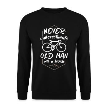Never Underestimate Old Man with a Bicycle - Unisex Pullover - Schwarz - Vorne - Alina (178cm) & Michal (187cm)