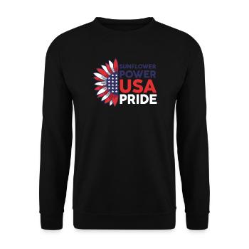 Sunflower Power Usa Pride 4. Juli - Unisex Pullover - Schwarz - Vorne - Alina (178cm) & Michal (187cm)