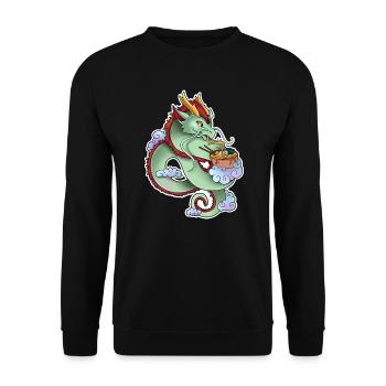 Asia Drache mit Ramen - Unisex Pullover - Schwarz - Vorne - Alina (178cm) & Michal (187cm)