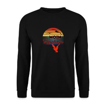 Moin Rantum avec mouette dans le style rétro Sylt-Rantum - Sweat-shirt Unisexe - noir - Devant - Alina (178cm) & Michal (187cm)