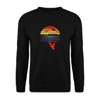 Moin Kampen avec mouette dans le style rétro-Sylt-Kampen - Sweat-shirt Unisexe - noir - Devant - Alina (178cm) & Michal (187cm)