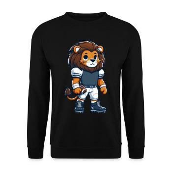 Cute American Football Player Lion - Unisex Sweatshirt - black - Front - Alina (178cm) & Michal (187cm)