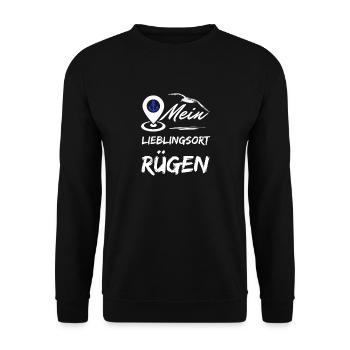 Rügen mein Lieblingsort-Lieblingsinsel Rügen-Möwe - Unisex Pullover - Schwarz - Vorne - Alina (178cm) & Michal (187cm)