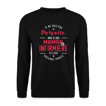 maman infirmière humour fête des mères infirmiere - Sweat-shirt Unisexe - noir - Devant - Alina (178cm) & Michal (187cm)