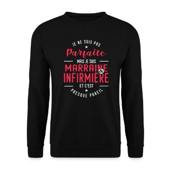 marraine infirmière humour tata infirmiere - Sweat-shirt Unisexe - noir - Devant - Alina (178cm) & Michal (187cm)