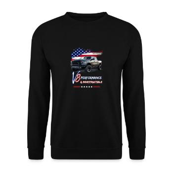 Pick Up Truck - Leistung & Unzerstörbar - Pick Up - Unisex Pullover - Schwarz - Vorne - Alina (178cm) & Michal (187cm)