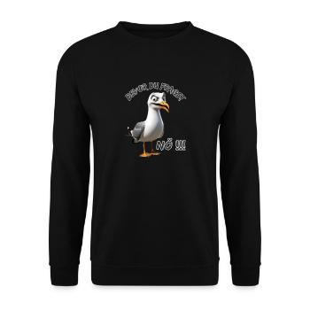 Funny saying with seagull Before you ask Nope !! - Unisex Sweatshirt - black - Front - Alina (178cm) & Michal (187cm)