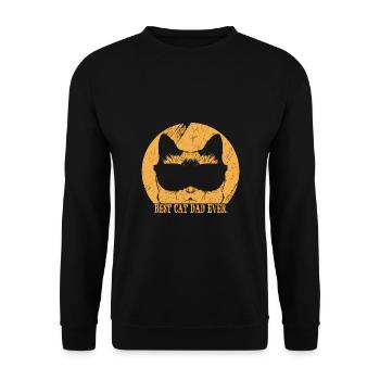 Beste Katze Papa jemals Vintage Vatertagsgeschenk - Unisex Pullover - Schwarz - Vorne - Alina (178cm) & Michal (187cm)