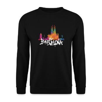 Barcelona Skyline Graffiti Lettering - Unisex Sweatshirt - black - Front - Alina (178cm) & Michal (187cm)