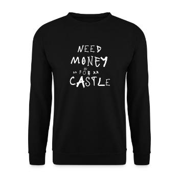 Need Money for Castle white graffiti writing - Unisex Sweatshirt - black - Front - Alina (178cm) & Michal (187cm)